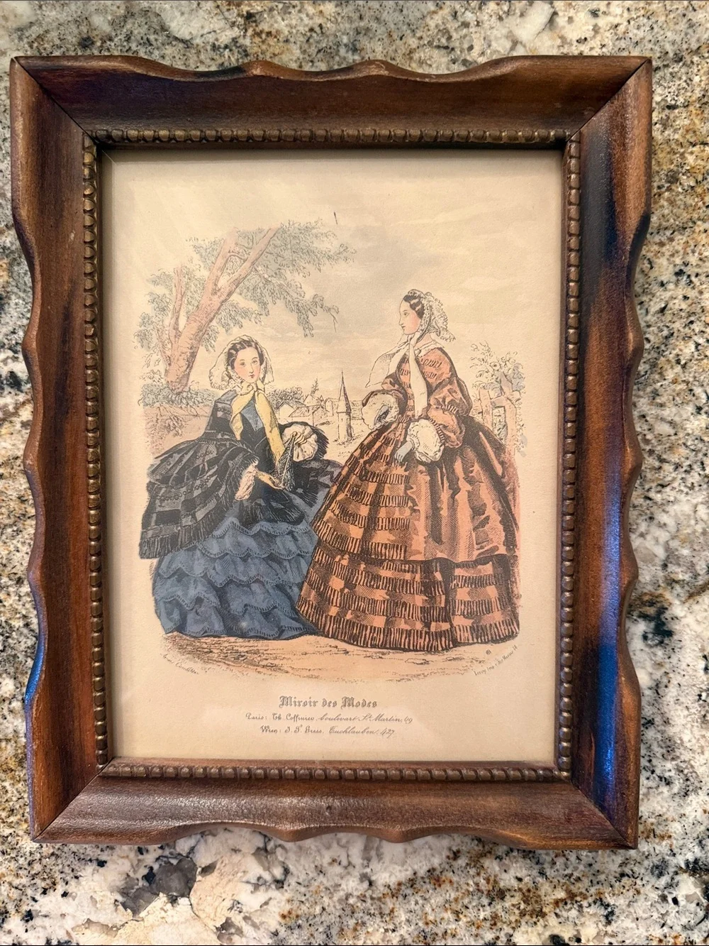 Vintage Post Civil War Art Magazine Pair of Brown Wooden Picture Frames